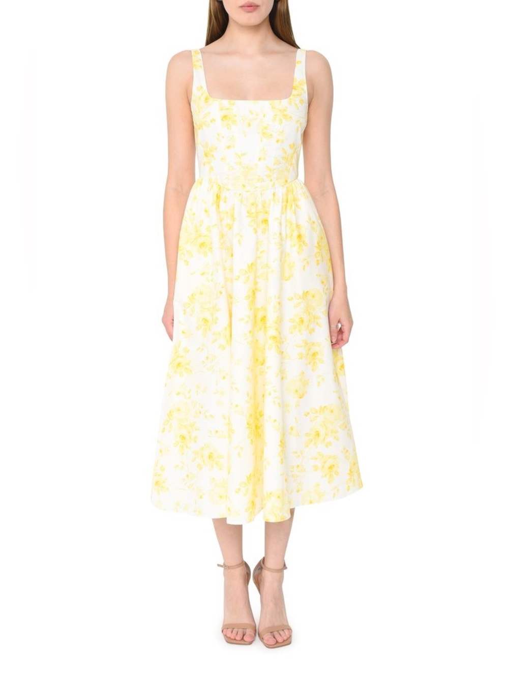 WAYF Desi Corset Floral  Midi Dress